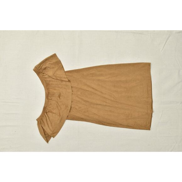 Chico's Women's Brown Suede Off Shoulder Dress Plus Size 2.5 Polyester NWT - Picture 8 of 8